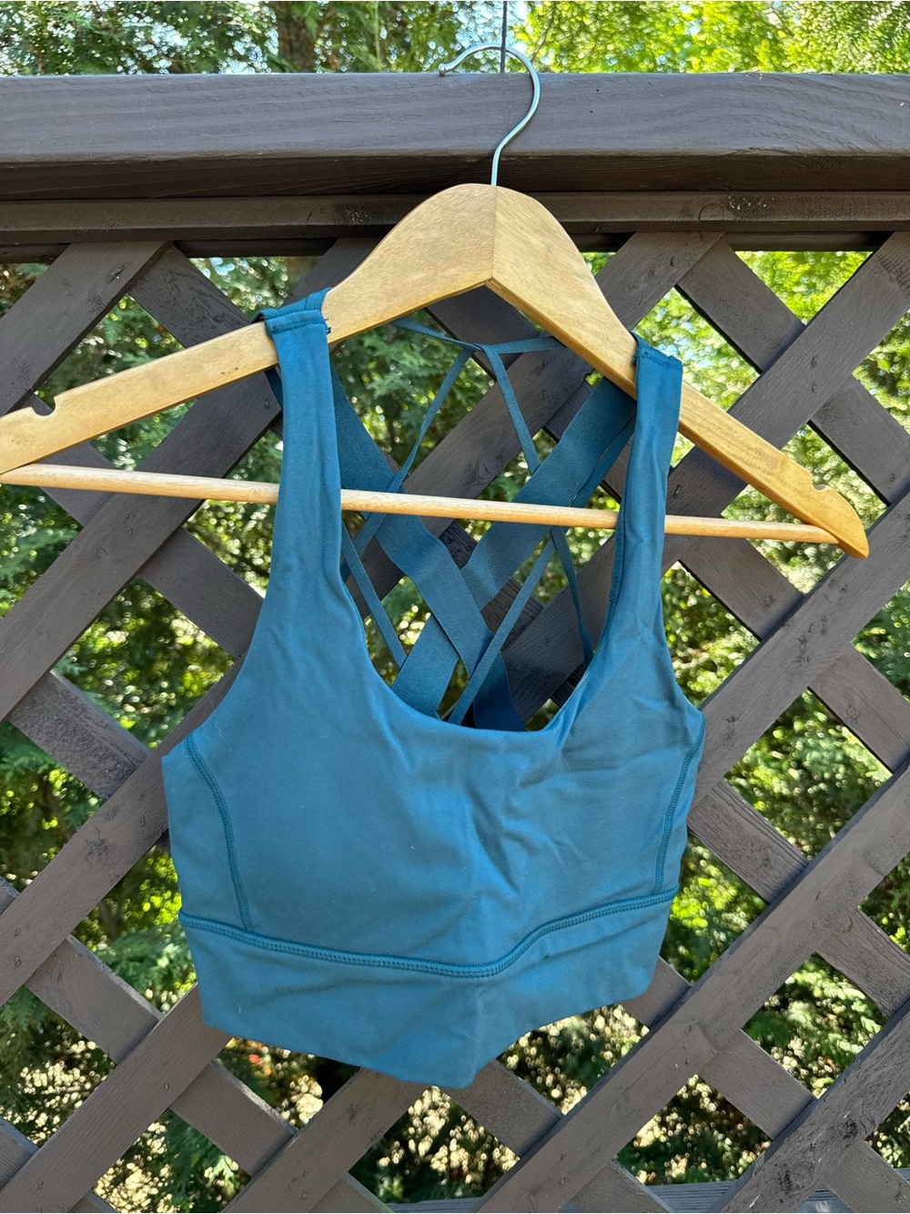 Women's Teal Strappy-Back Sports Bralette